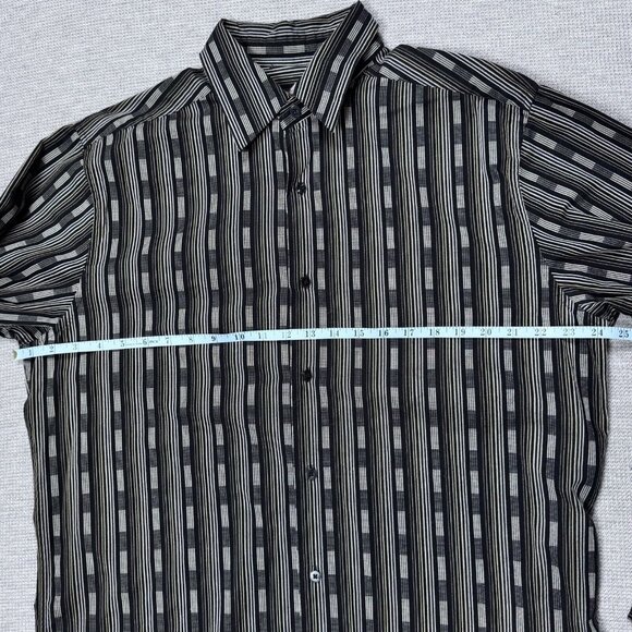 Metro Concepts Mens Black Geometric Stripe Button Up Shirt Long Sleeve Sz Large - Picture 8 of 11